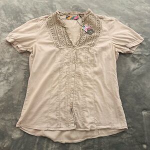 🆕 ZARA Trafaluc 100% Cotton mint/gray short sleeve shirt